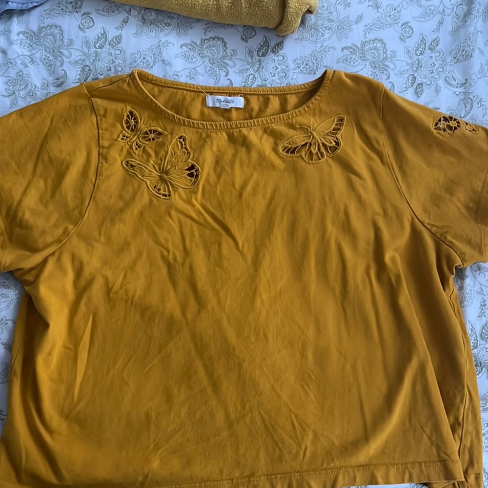 MADEWELL Cropped Tee With Embroidered Butterflies